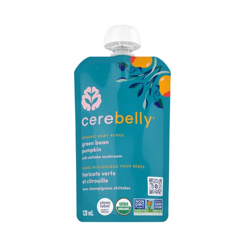Cerebelly Canada Organic Baby Puree Green Bean Pumpkin 128 ml