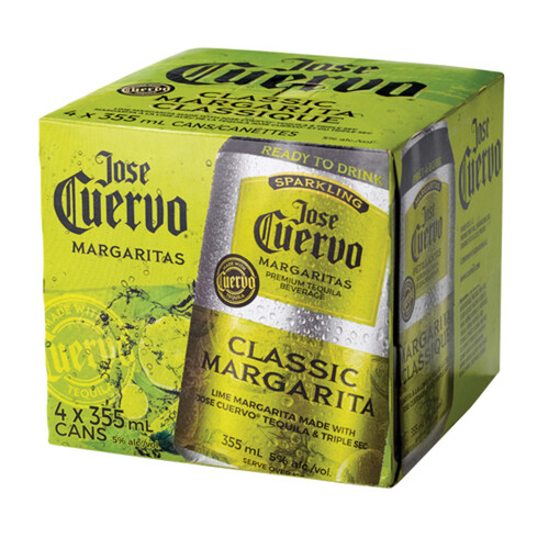 Jose Cuervo Cooler 5% Alcohol Lime Margarita 4 x 355 ml (cans)