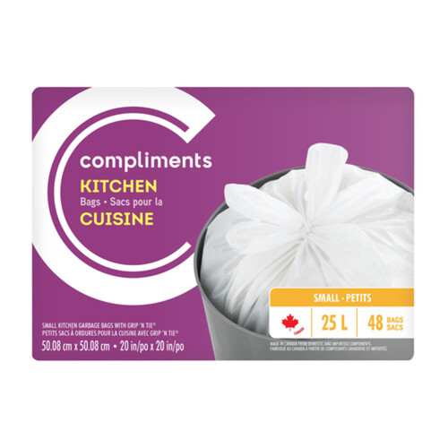 Compliments Kitchen Bags Unscented Small 25 L 48 Bags 