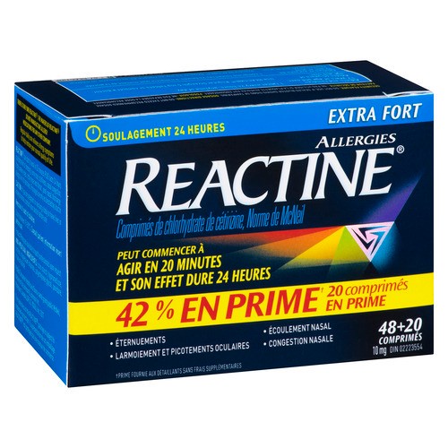 Reactine Allergy Medication 48+20 Bonus 68 EA