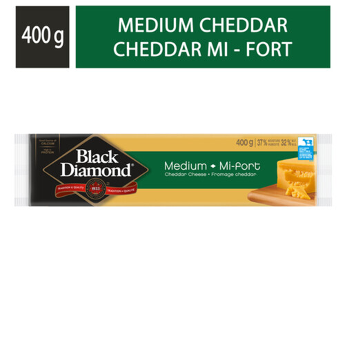 Black Diamond Block Cheddar Cheese Medium Colored 400 g