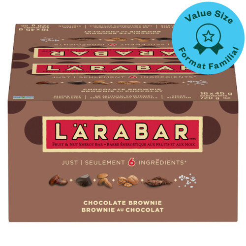 Larabar Gluten-Free Energy Bar Chocolate Brownie Value Size 16 x 45 g