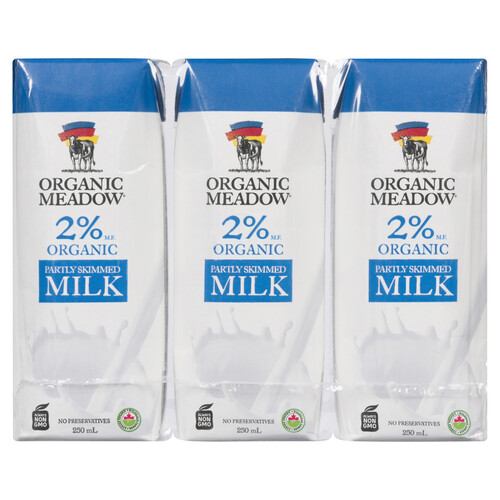 Organic Meadow Organic 2% Milk Partly Skimmed  3 x 250 ml