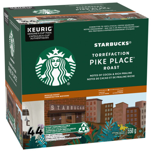 Starbucks Coffee Pods Pike Place Ground Coffee Medium Roast 44 K-Cups 550 g