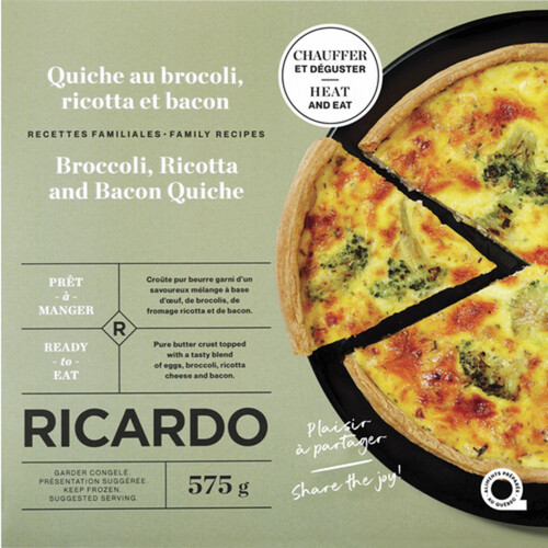 RICARDO Frozen Quiche Broccoli Bacon 575 g