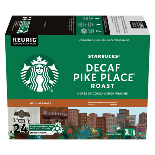 Starbucks Coffee Pods Decaf Pike Place Medium Roast 24 K-Cups 300 g