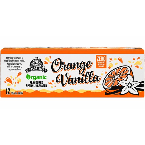 Farm Boy Organic Sparkling Water Orange Vanilla 12 x 355 ml (cans)
