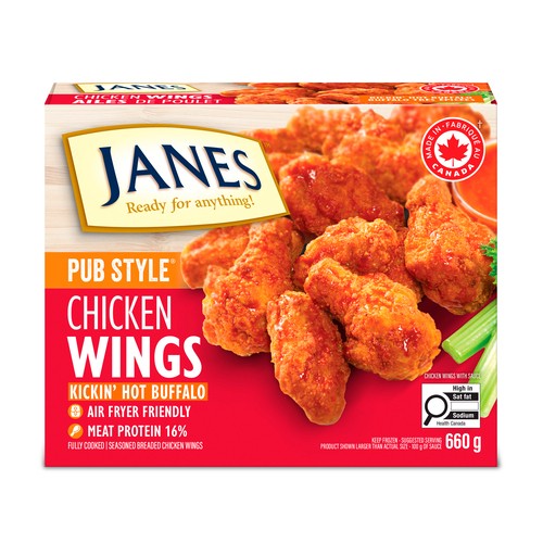 Janes Frozen Chicken Wings Pub Style Fully Cooked With Buffalo Sauce 660 g