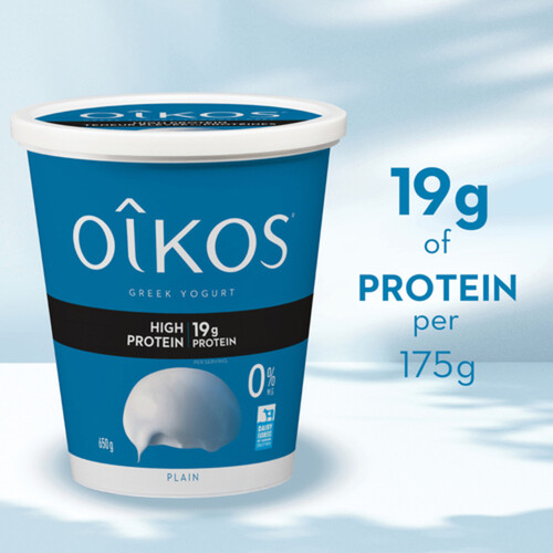 Oikos Fat Free Greek Yogurt High Protein Plain 0% M.F. 650 g