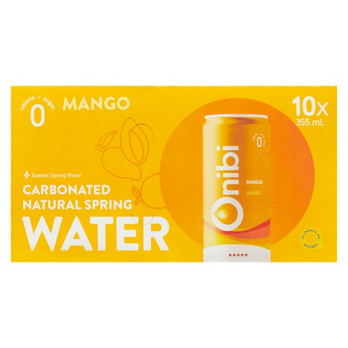 Onibi Carbonated Natural Spring Water Mango 10 x 355 ml (cans)