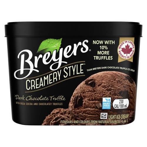 Breyers Kosher Certified Creamery Style Light Ice Cream Dark Chocolate Truffle 1.66 L