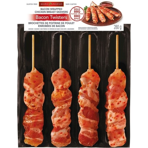 Marcangelo Bacon Wrapped Chicken Breast Skewer Bold BBQ 280 g