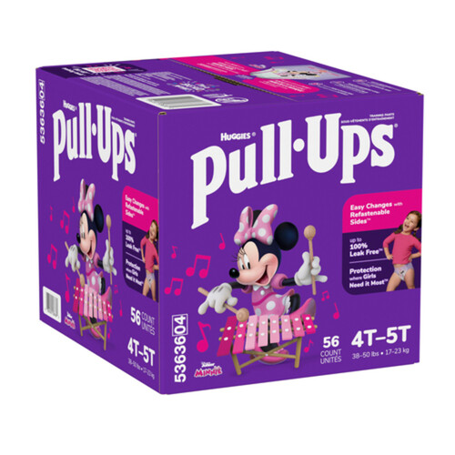 Huggies Pull-Ups Training Pants For Girls Learning Designs Size 4T-5T 56 Count