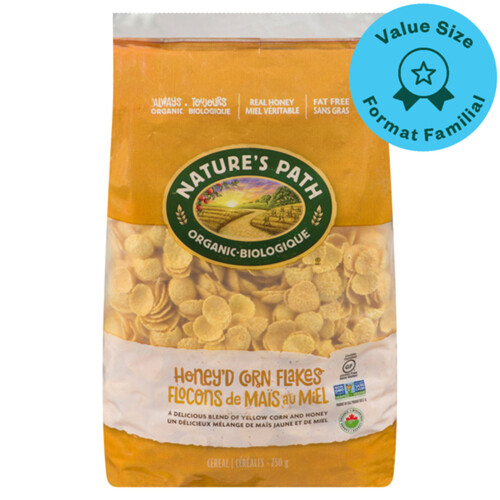 Nature's Path Organic Cereal Honey'D Corn Flakes Value Size 750 g