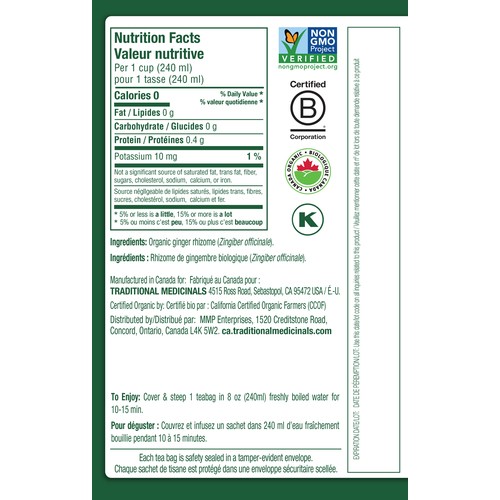 Traditional Medicinals Herbal Tea Ginger 16 Tea Bags