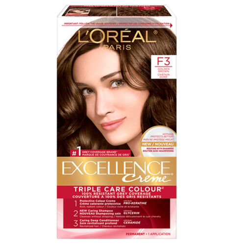 L'Oréal New Excellence Crème Hair Color F3 Golden Brown 1 EA
