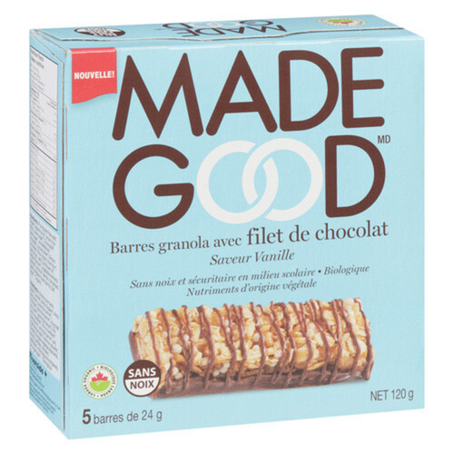 MadeGood Organic Granola Bar Chocolate Drizzle Vanilla 120 g