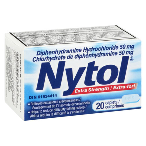 Nytol Diphenhydramine Hydrochloride 50 mg Extra Strength Caplets 20 Count