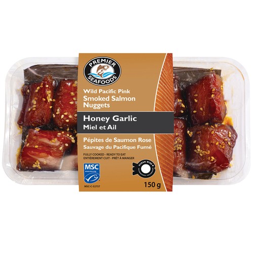 Premier Seafoods Smoked Pink Salmon Nuggets Honey Garlic 150 g 