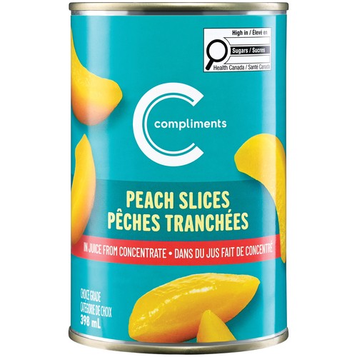 Compliments Canned Slices In Juice From Concentrate Peach 398 ml