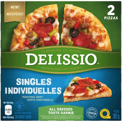 Delissio Singles Frozen Pizza All Dressed 2 x 196 g