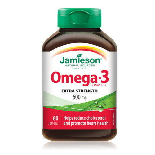 Jamieson Omega-3 Complete Extra Strength 600 mg Softgels 80 Count