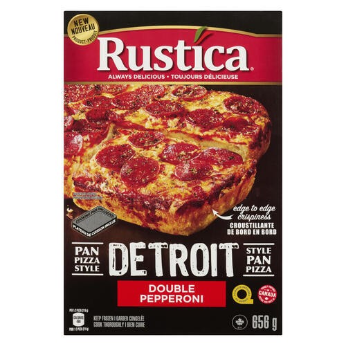 Rustica Frozen Detroit Style Pan Pizza Double Pepperoni 656 g