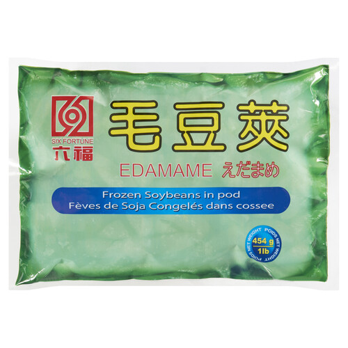 Six Fortune Frozen Whole Soya Beans Edamame 454 g