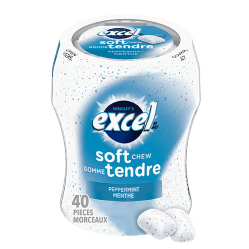 Excel Sugar-Free Soft Chew Gum Peppermint 40 Pieces 1 Bottle