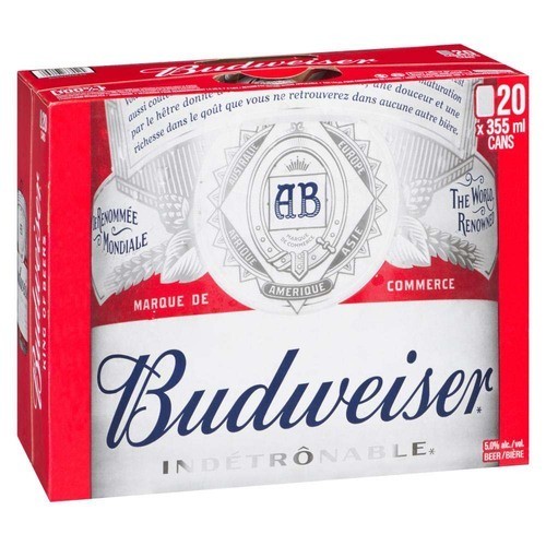 Budweiser Beer 5% Alcohol 20 x 355 ml (cans)