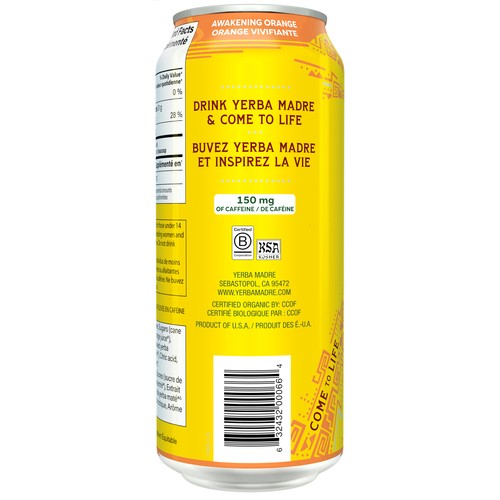 Guayaki Yerba Mate Organic Non Sparkling Beverage Awakening Orange 458 ml (can)