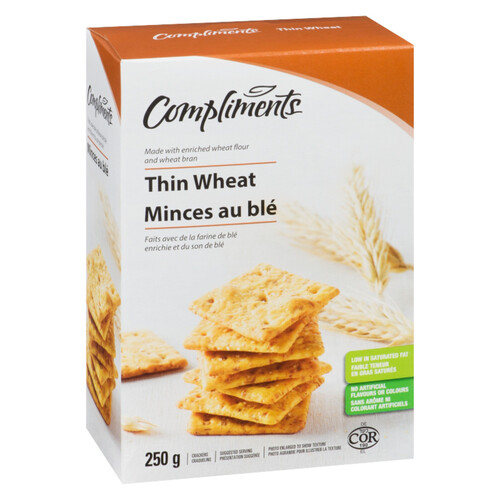 Compliments Crackers Thin Wheat 250 g