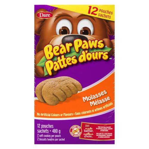 Dare Bear Paws Peanut-Free Cookies Molasses Family Pack 480 g