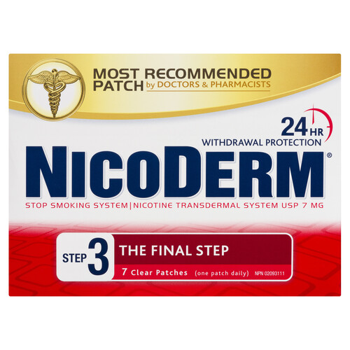 Nicoderm Clear Patch Step 3 Anti-Smoking Aid 7 mg 7 Clear Patches 