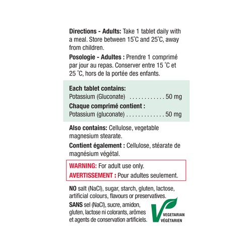 Jamieson Potassium 50 mg Tablets 100 Count