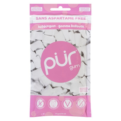 Pür Sugar-Free Chewing Gum with Sweetener Bubblegum 55 Pieces Gum 77 g