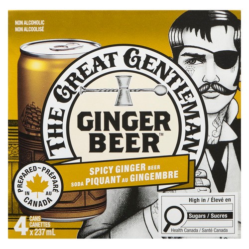 The Great Gentleman Soda Ginger Beer Spicy Ginger 4 x 237 ml (cans)
