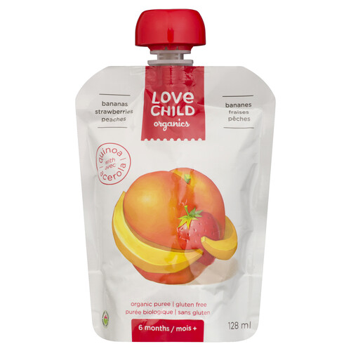 Love Child Organics Baby Food 6m+ Banana Strawberry & Peach 128 ml