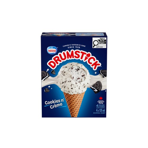 Nestlé Drumstick Frozen Dessert Cones Cookies And Creme 4 x 125 ml