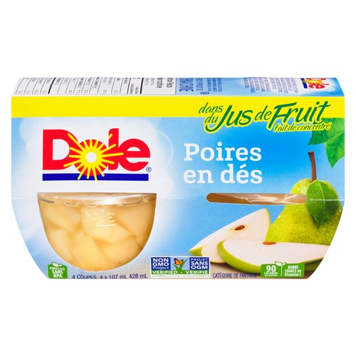 Dole Diced Fruit Bowl Pears 4 x 107 ml