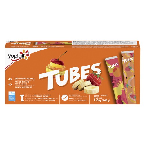 Yoplait Yogurt Tubes 2% Strawberry-Banana 8 x 56 g