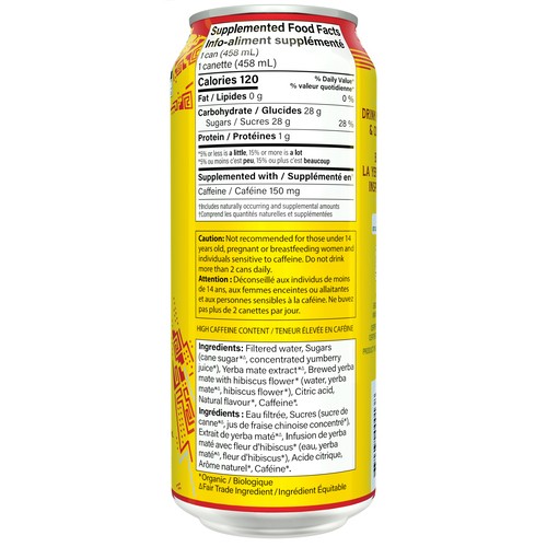 Guayaki Organic Yerba Mate Caffeinated Beverage Revel Berry 458 ml (can)