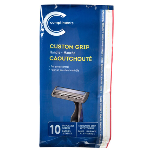 Compliments Men's Disposable Razors Custom Grip 10 Pack