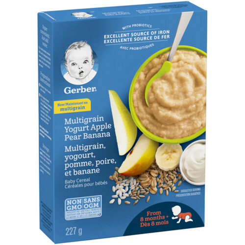 Gerber Stage 3 Baby Cereal Multigrain Yogurt Apple Pear & Banana 227 g