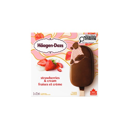 Häagen-Dazs Ice Cream Bars Strawberries and Cream 3 X 72 ml