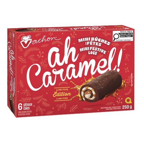 Vachon Ah Caramel Mini Festive Cake Logs 250 g