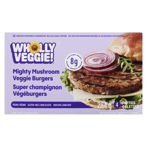 Wholly Veggie Frozen Veggie Burgers Mighty Mushroom 284 g