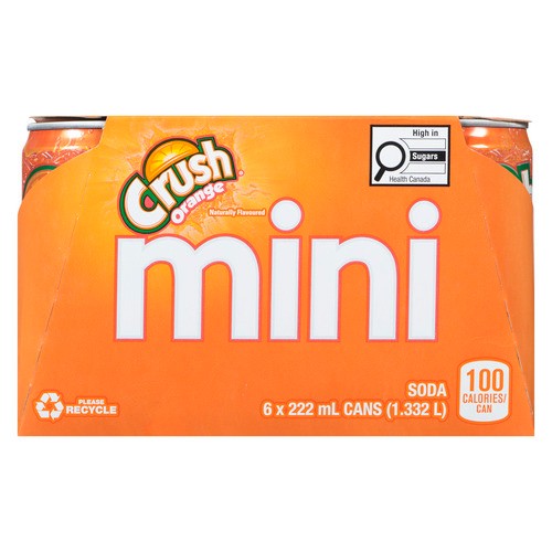 Crush Soft Drink Orange 6 x 222 ml (cans)