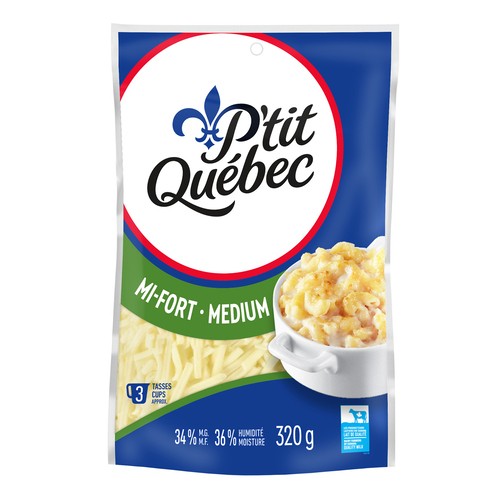 P'tit Québec Shredded Cheese Medium Cheddar 320 g