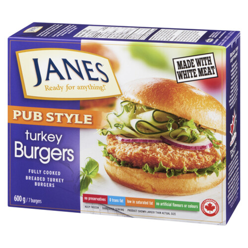 Janes Pub Style Fully Cooked Frozen Turkey Burger 600 g